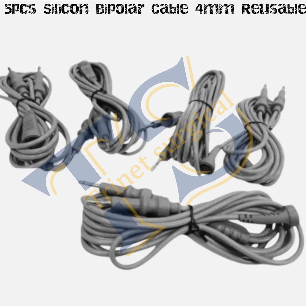 5pc European high Quality Silicon Bipolar Cable 4mm Reusable and Autoclavable
