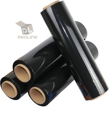 80 GAUGE – 8 Rolls Black Shrink Wrap Stretch Film 18″ X 1000′ Total 8000 FT