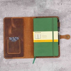 Hand Painted moleskine leather cover personalized with pen loop