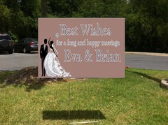Wedding Marriage Congratulations Best Wishes Custom Plastic Yard Sign w/ Stakes