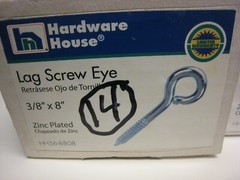 14 yes 14 Zinc Plated Lag Screw Eyes 3/8″ x 8″ long Hardware House 568807