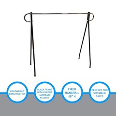 Clothing Rack Black & Chrome Single Rail Retail Storage Garment Salesman 48 x 60