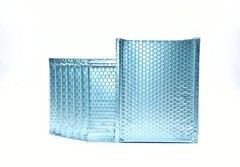 100 #2 Matte Metallic Ice Blue Poly Bubble Mailers 8.5×12 (Inner 8.5×11)