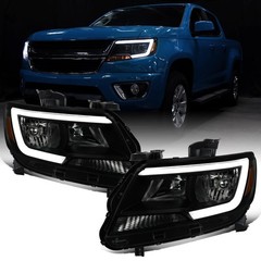 Fits 2015-2022 Chevy Colorado LED Animated DRL Halogen Headlights Black Smoke
