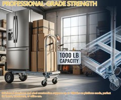 4 in 1 Aluminum Hand Truck Dolly Heavy Duty 1000 LB Convertible Folding Cart