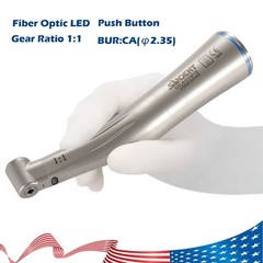 SANDENT Dental 1:1 Fiber Optic LED Contra Angle Handpiece Push Button E-type DT