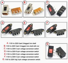 Voltage Selector Slide Switch AC 110V-220V / 115V-220V / 115V-230V 3 Pin 6 Pin