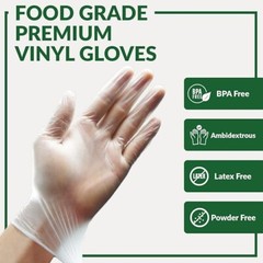 GORILLA SUPPLY Disposable Vinyl Gloves Latex & Powder Free 100 Pack S, M, L, XL