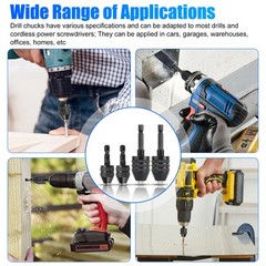 4Pcs 1/4″Hex Shank Keyless Drill Chuck Adapter Bit Quick Change Converter Driver
