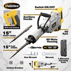 Heavy Duty Electric Jack Hammer 3500W, 1900 BPM Concrete Breaker, 60J Chisel for