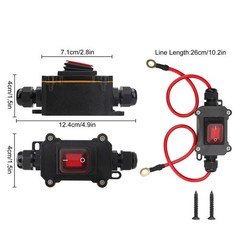 1PC Inline Cord Switch IP67 Waterproof Outdoor ON/Off Toggle Switch DC 12V-24V