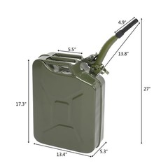 Practical Fuel Can 5 Gal 20 L Green Steel Gasoline Gas Fuel Tank Emergency
