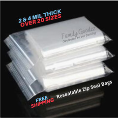 Clear 2 Mil & 4 Mil reclosable zip seal lock parts bag plastic lock bags jewelry