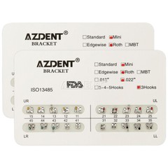 AZDENT Orthodontic Dental Brackets Braces Mini Roth Slot.022 Hooks 3 Metal