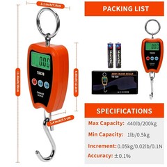 Digital Crane Scale 200kg/440lbs Handheld Mini Hanging Scale for Farm Garage