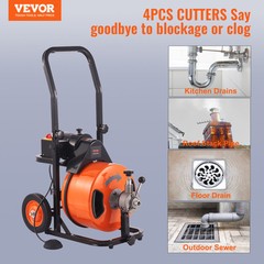 VEVOR Drain Cleaner Machine Electric Drain Auger 75 FT x 1/2 In Auto Feed