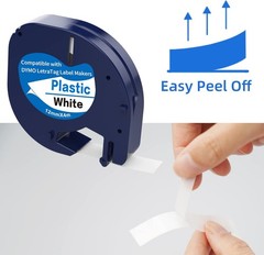 50PK 91331 Compatible Dymo LetraTag 91201 White Plastic Label Tape 1/2″ LT-110H