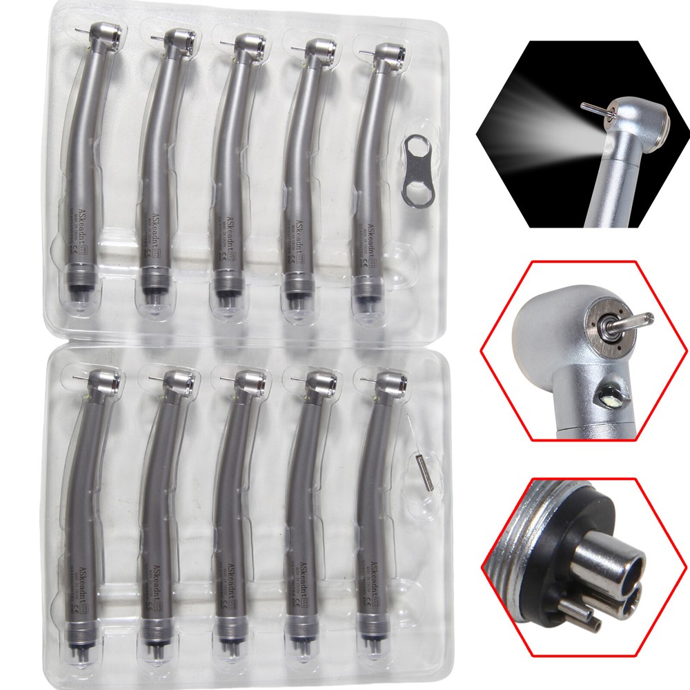 10*Askeadnt Dental Fiber Optic LED E-generator High Speed Handpiece Triple 4H