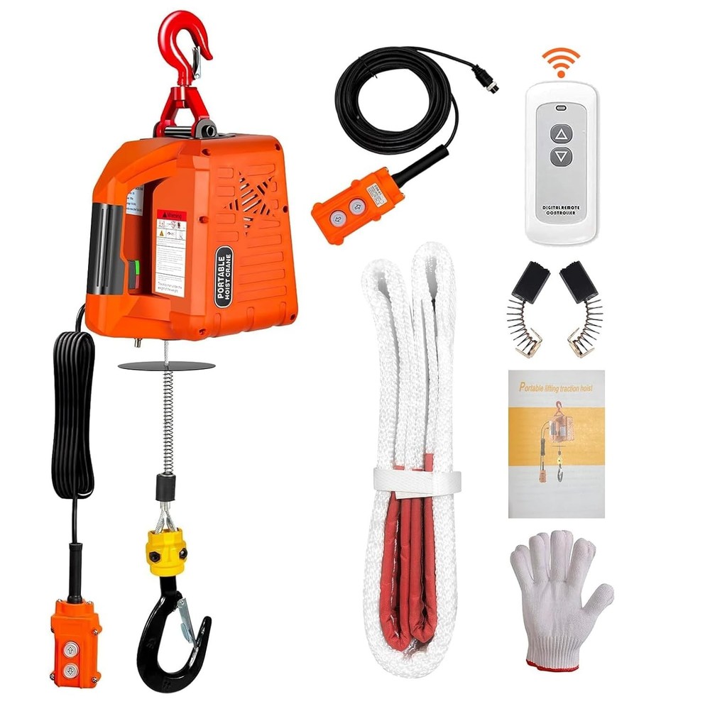 3 in 1 Electric Hoist Winch,2200 lbs Manual/Wired/Wireless Remote Control,110…