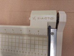 X-Acto Guillotine Paper Cutter – beige, measures in cm & inches, 12″ wide manual