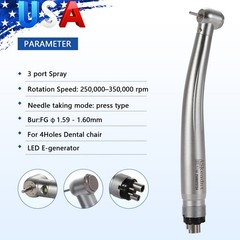Dental PANA Max High Speed LED Handpieces NSK Type Internal Triple Spray Push US