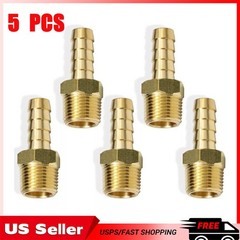 5* Brass 3/8In Hose Barb to 3/8In Male NPT Hose Fitting,Water Fuel Air Metals