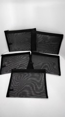 5 pcs 8″ X 6.5″ Mesh Cosmetic Bags Nylon Zipper Bag Travel Toiletry Pouch Black