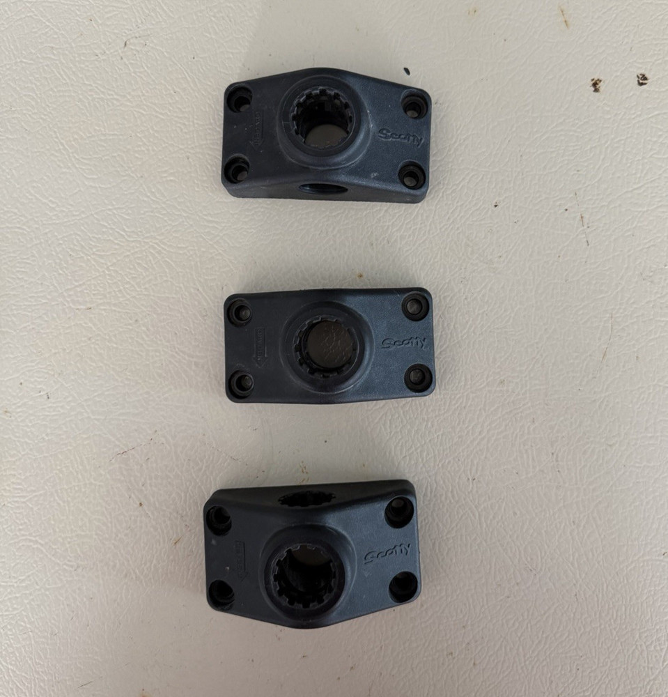 Scotty Black Plastic Rod Holder Mount Base Surface Mount Lot of 3