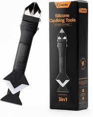 Saker Silicone Caulking Tool 3-in-1 Grout Removal and Sealant Black