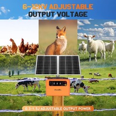 30 Miles 15W Solar Electric Fence Charger Fence Energizer for Livestock 6-12KV