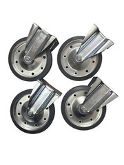 8″ Fixed Rubber Wheel on Aluminum Caster Set (4 Pack)