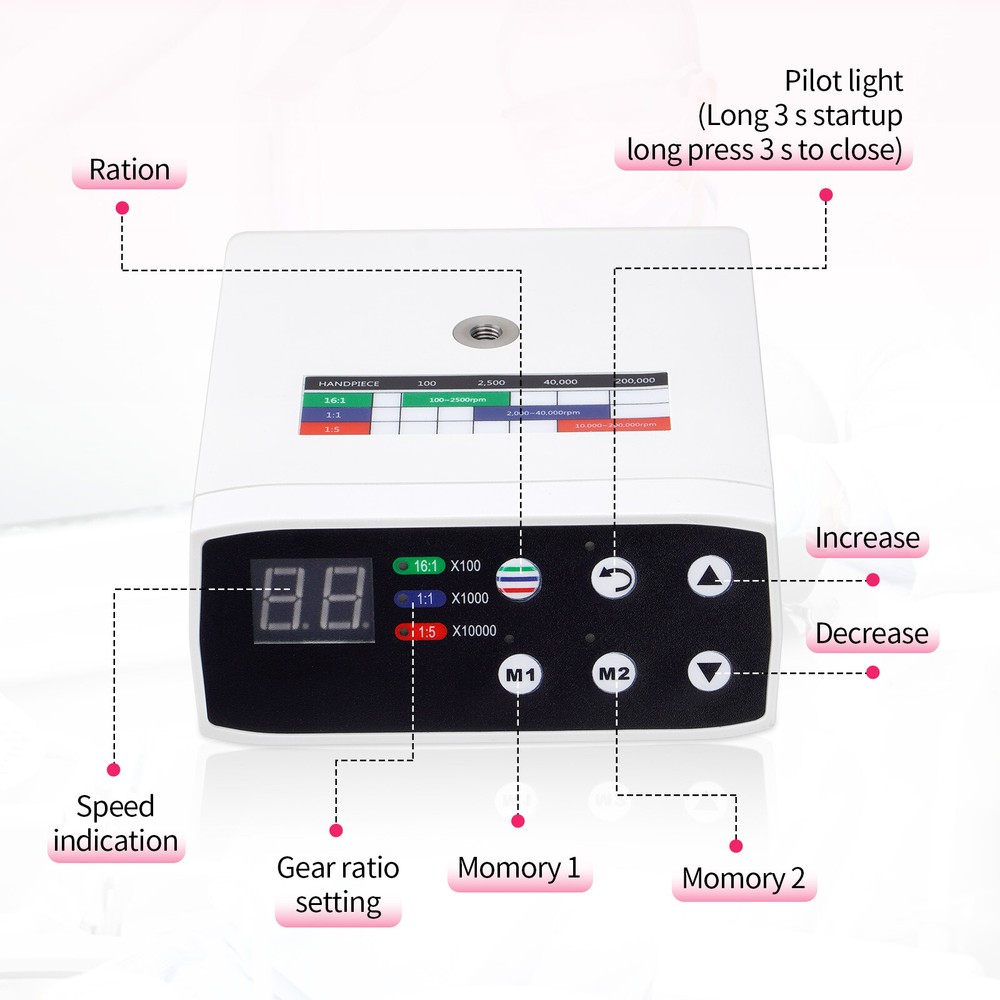 NSK Style Dental Brushless LED Electric Micro Motor 1:5 Increasing Handpiece New