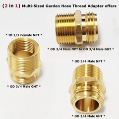 1pc Garden Hose Fitting 3/4 Male GHTx1/2 Female NPT Pipe Brass Adapter Hex Body