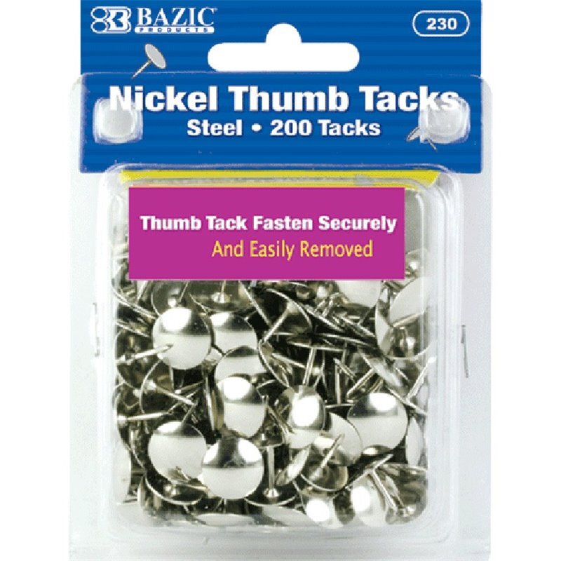 BAZIC Nickel (Silver) Thumb Tack (200/Pack)