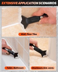 Saker Silicone Caulking Tool 3-in-1 Grout Removal and Sealant Black
