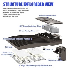 60000 Lumens LED Parking Lot Shoebox Light 400W Dusk To Dawn Street Pole Fixture