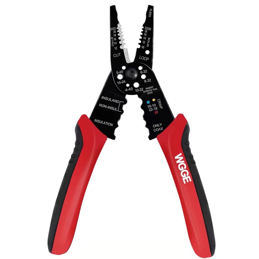 WGGE WG-015 Professional 8-inch Wire Stripper/wire 8″H X 3″W, Red With Black