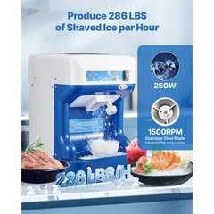 Commercial Ice Shaver 286LBS/H Electric Snow Cone Maker Ice Crusher Blue