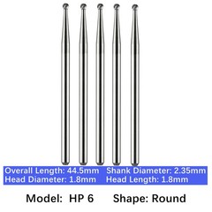 5/pk Vakker Dental Carbide Burs Long Straight HP Round Taper Burs for Low Speed