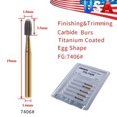 5 packs Dental Tungsten Carbide Burs Trimming & Finishing Egg Football FG 7406