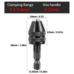 4Pcs 1/4″Hex Shank Keyless Drill Chuck Adapter Bit Quick Change Converter Driver