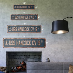 USS HANCOCK CV 19 Vintage Street Sign us navy ship veteran sailor rustic gift