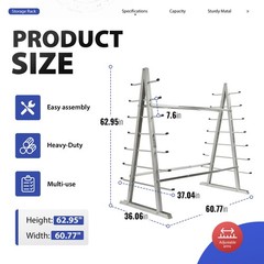 7-Tier Horizontal Storage Rack 5FTx 3FTx5 1/2FT Floor Standing Lumber For Garage