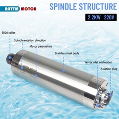 US SHIP】2.2KW 220V Water Cooled CNC Spindle Motor 246MM+VFD Driver Inverter