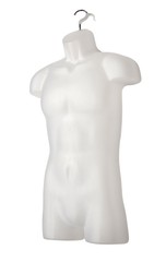 SSWBasics Male Molded Frosted Torso Form – Fits Men’s Sizes S-L – Hanging