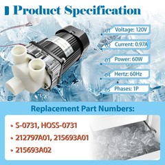 S-0731 Ice Machine Motor KM-1600M Series Ice Machines 120V 60W Water Pump Motor