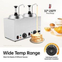 1600W 110V Hot Fudge Nacho Cheese Dispenser Sauce Caramel Melting Warmer Machine