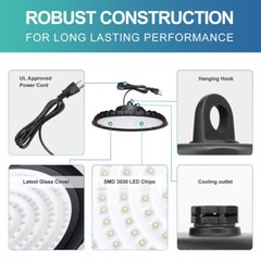 200W Super Bright Warehouse LED UFO High Bay Lights Factory Shop GYM Light Lamp