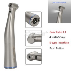 1:1 LED Fiber Optic Handpiece 4 Spray Low Speed Contra Angle Dental