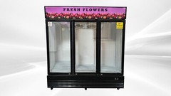 NEW 74″ Commercial Display Cooler Merchandiser 3 Door w Flower Banner NSF ETL